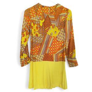 Vintage 70s multicolored mod dress size 5 fit XS
